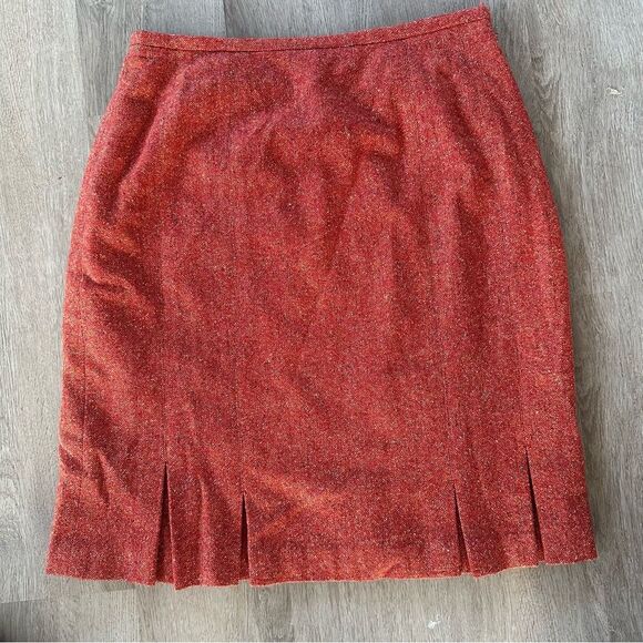 Vintage Talbots Wool Silk Tweed Skirt Salmon Red Women’s 6 Petite Italian - Picture 1 of 6